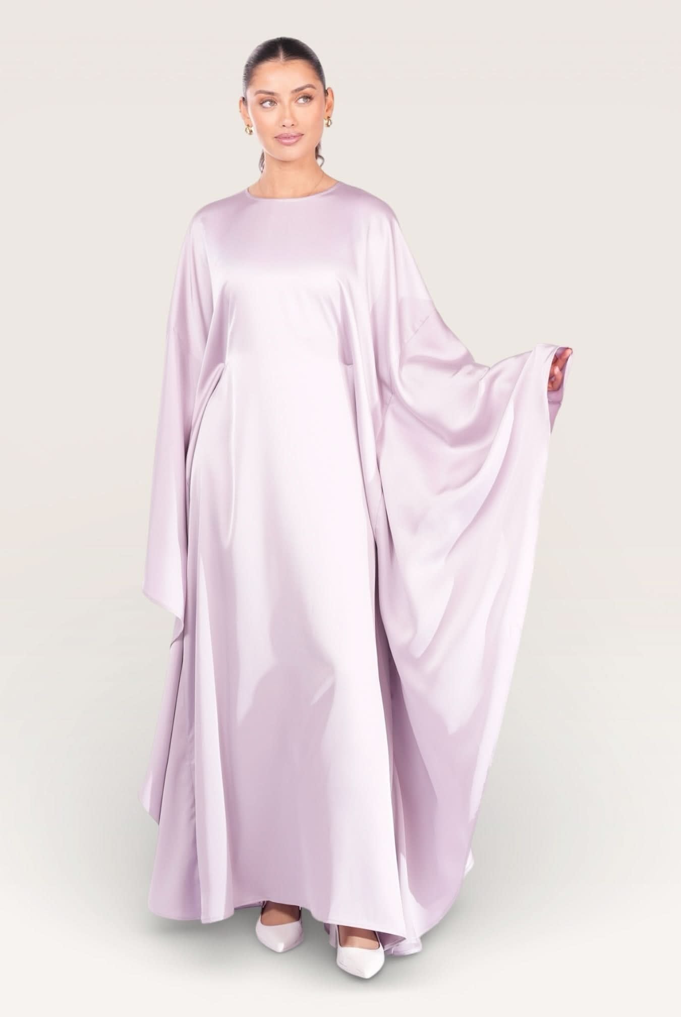 royal satin abaya - lavender - Losyana.Shop