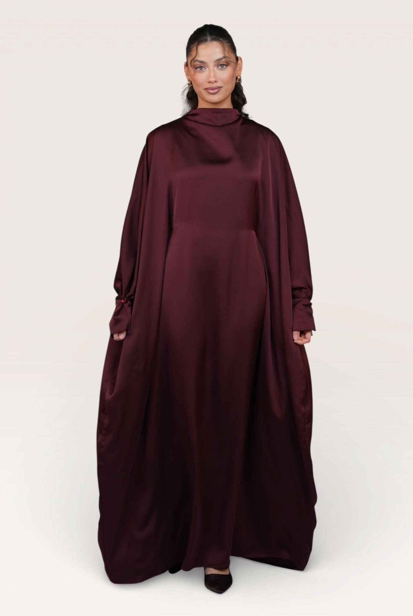 arabian satin abaya - bordeaux - Losyana.Shop