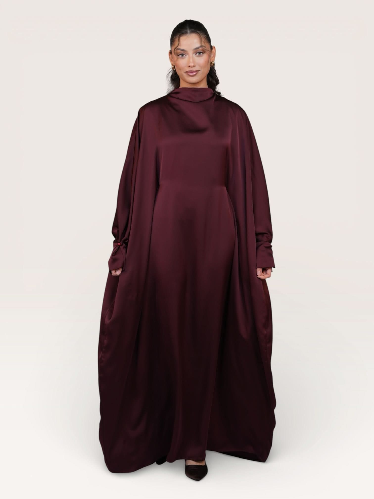arabian satin abaya - bordeaux - Losyana.Shop