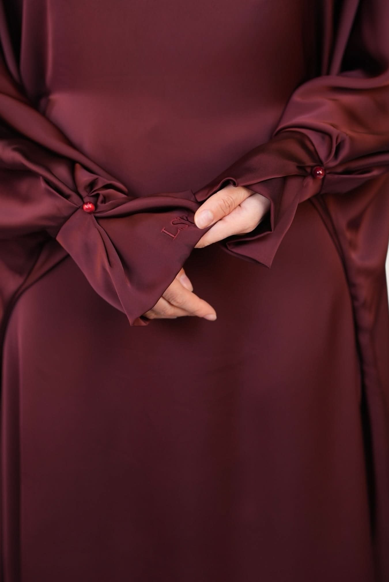 arabian satin abaya - bordeaux - Losyana.Shop