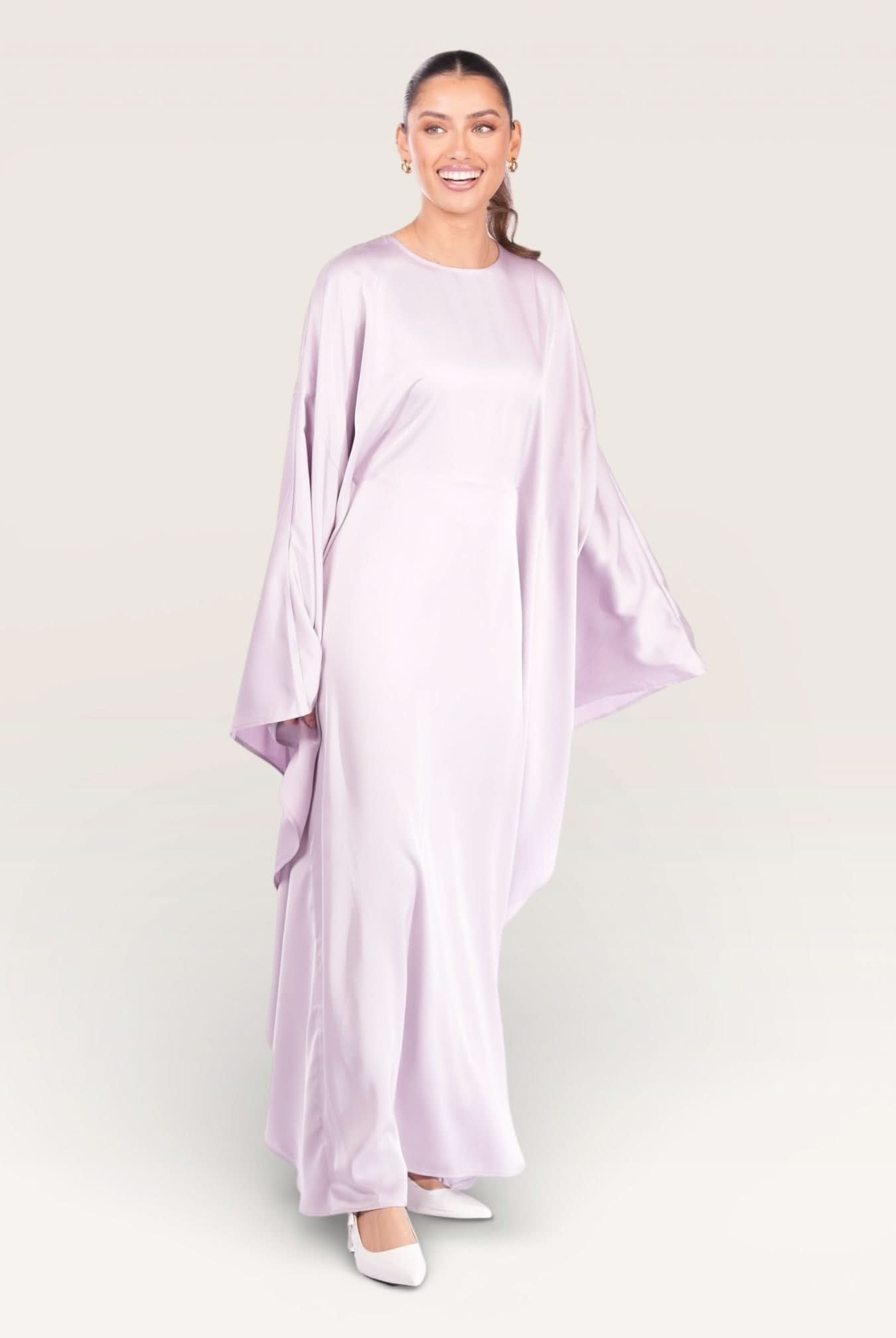 royal satin abaya - lavender - Losyana.Shop