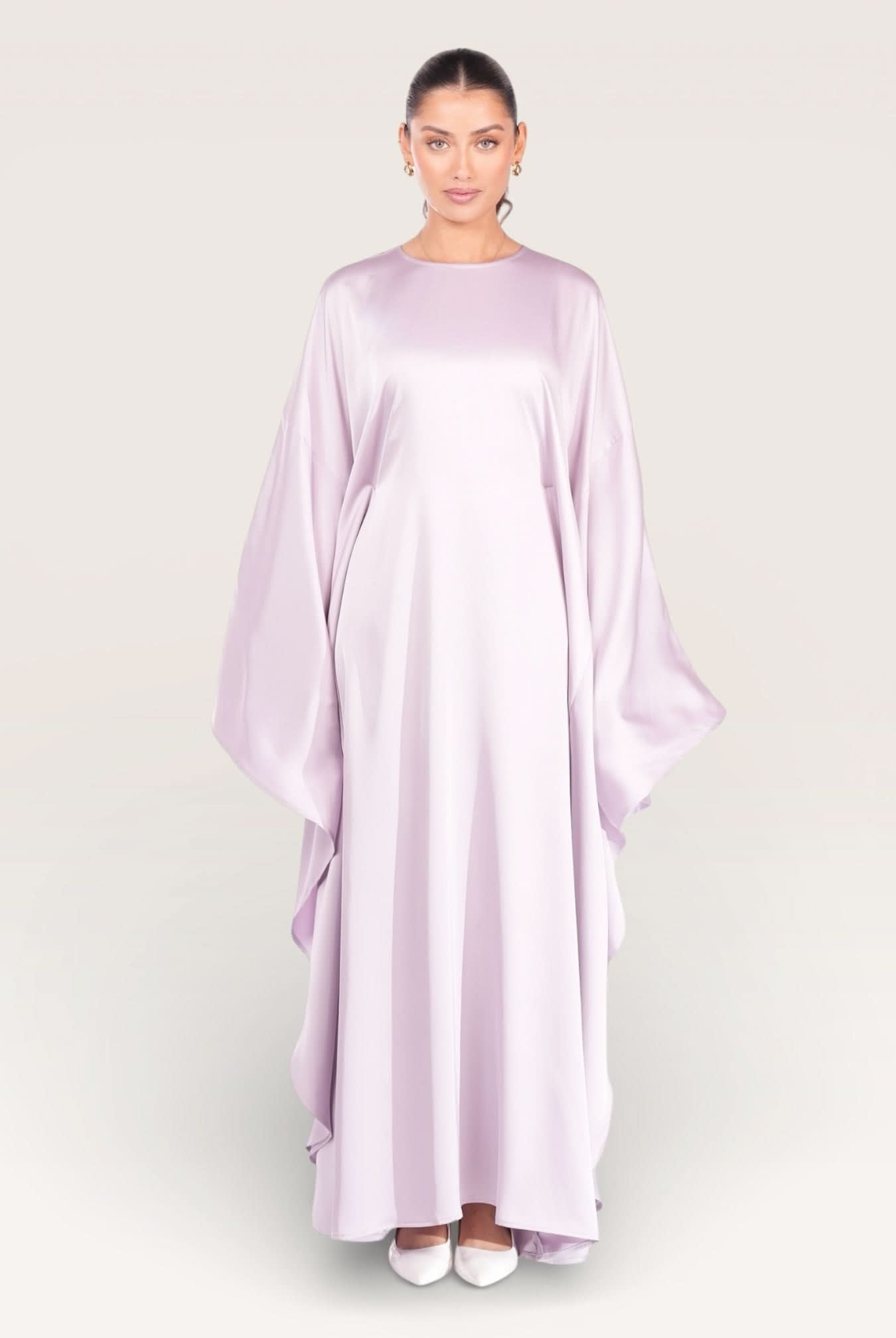 royal satin abaya - lavender - Losyana.Shop