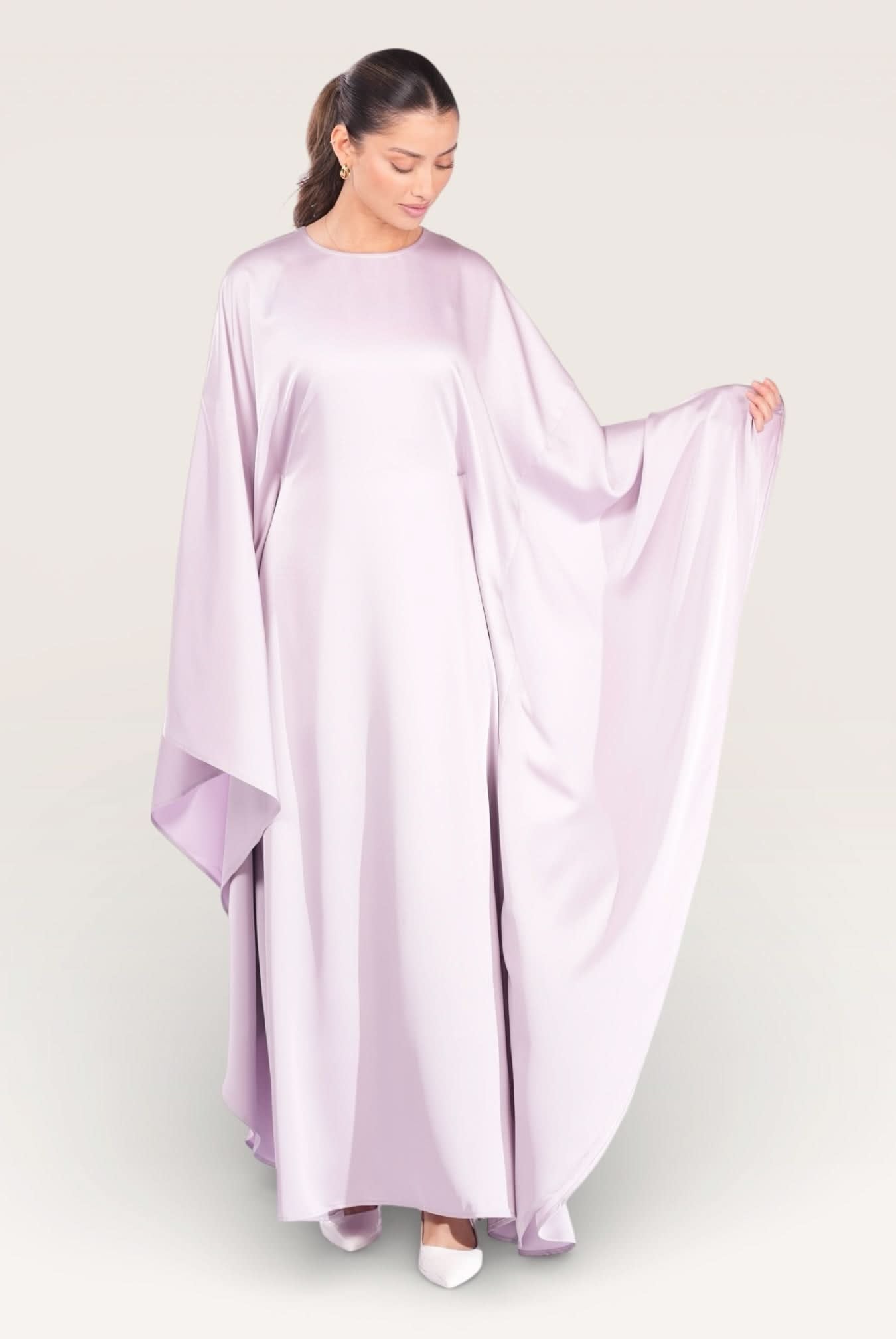 royal satin abaya - lavender - Losyana.Shop