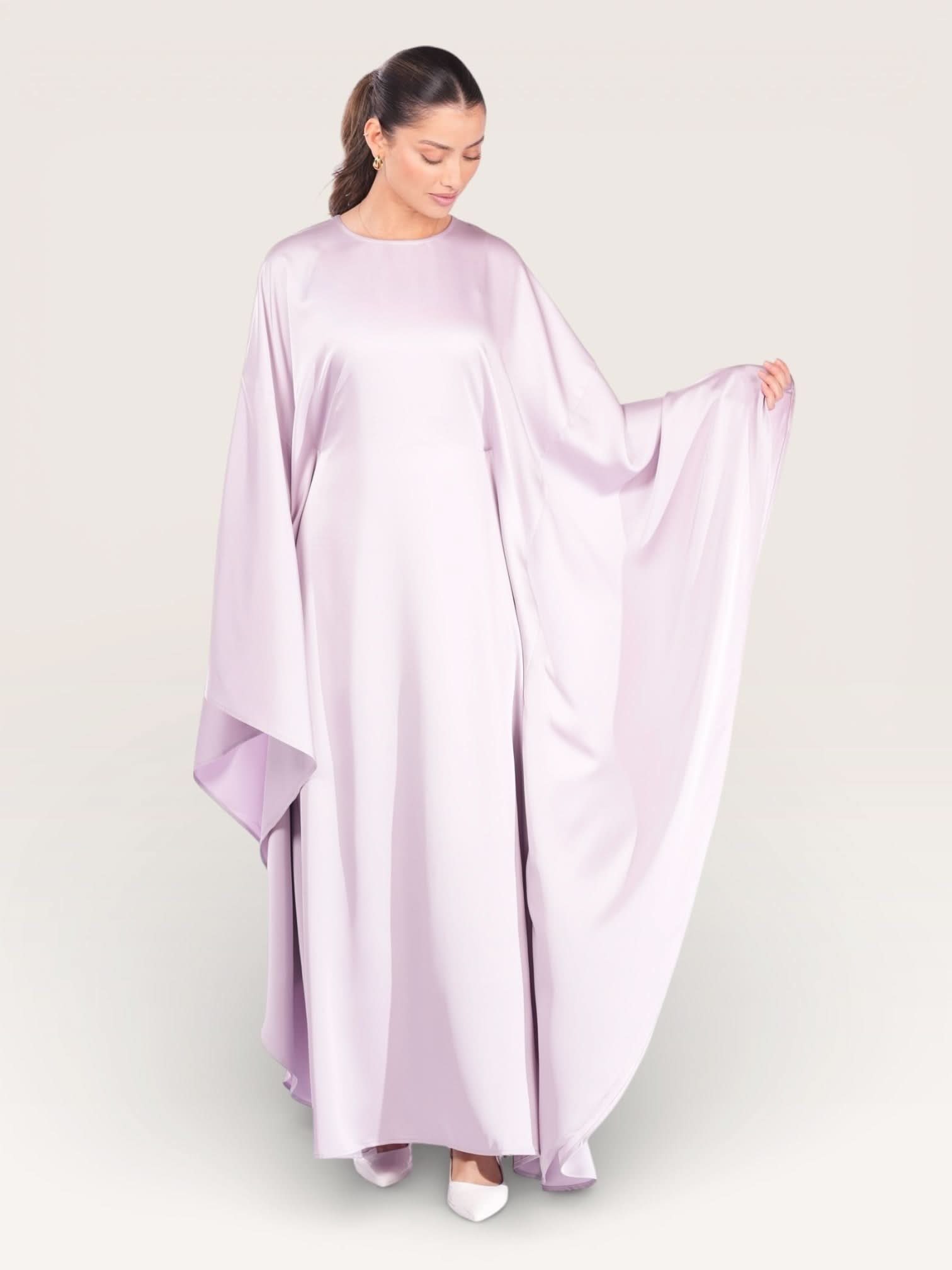 royal satin abaya - lavender - Losyana.Shop