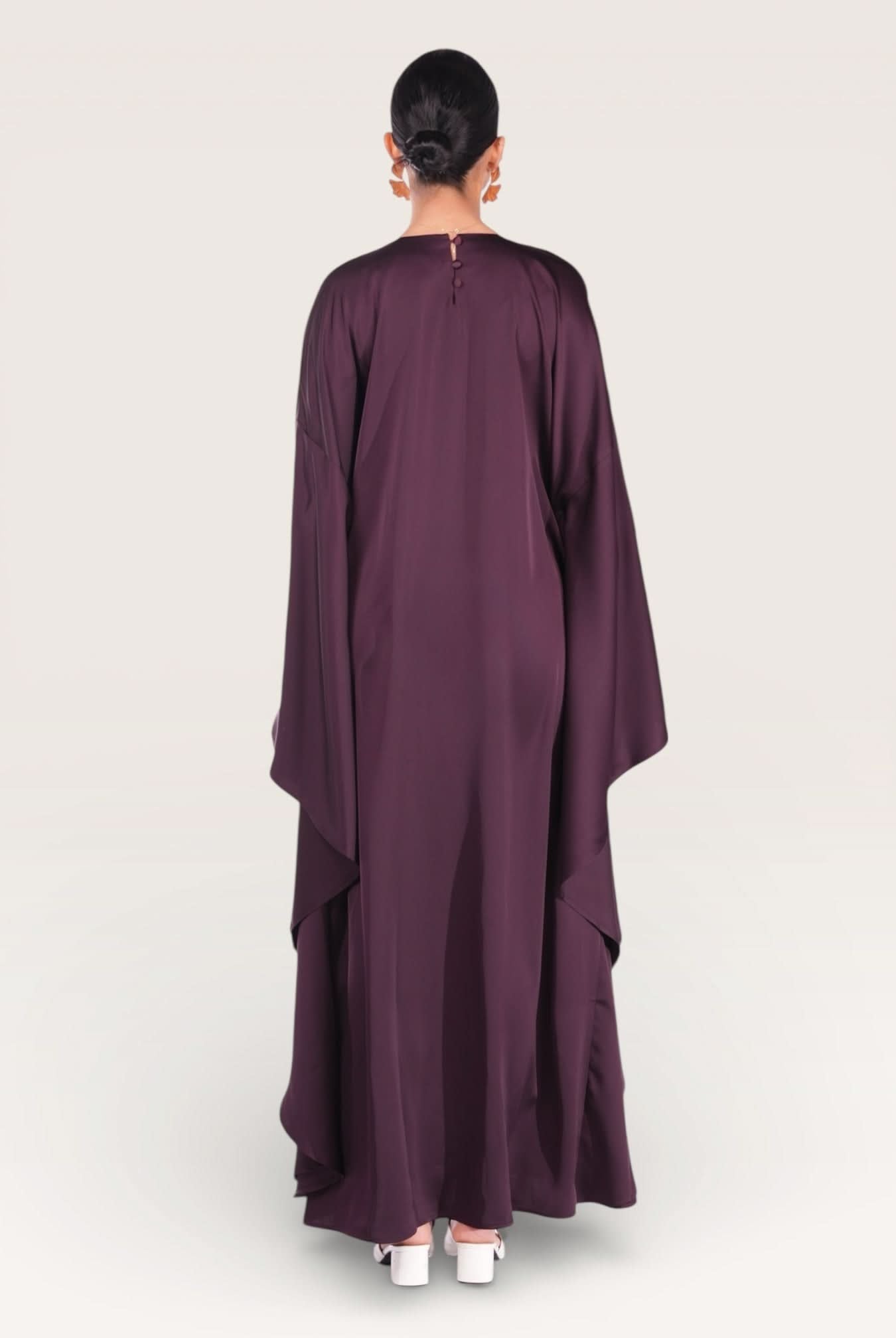 royal satin abaya - eggplant - Losyana.Shop