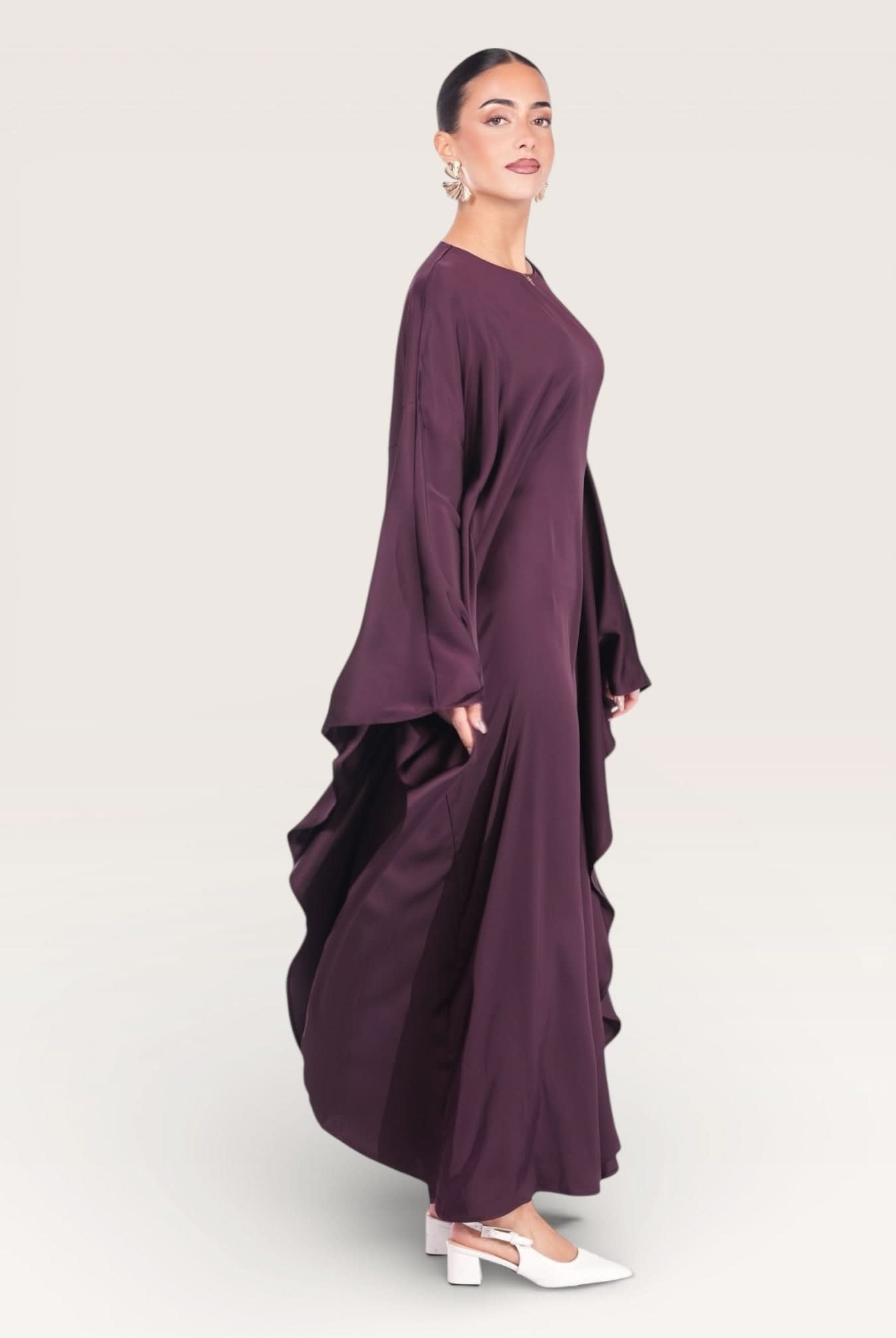royal satin abaya - eggplant - Losyana.Shop