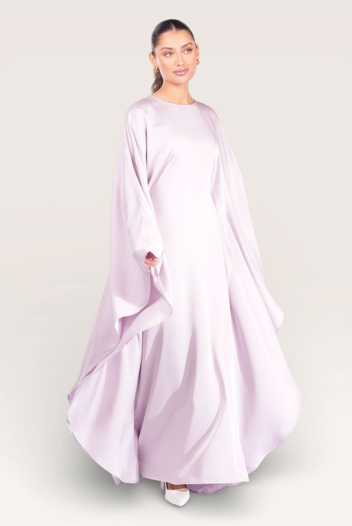 royal satin abaya - lavender - Losyana.Shop