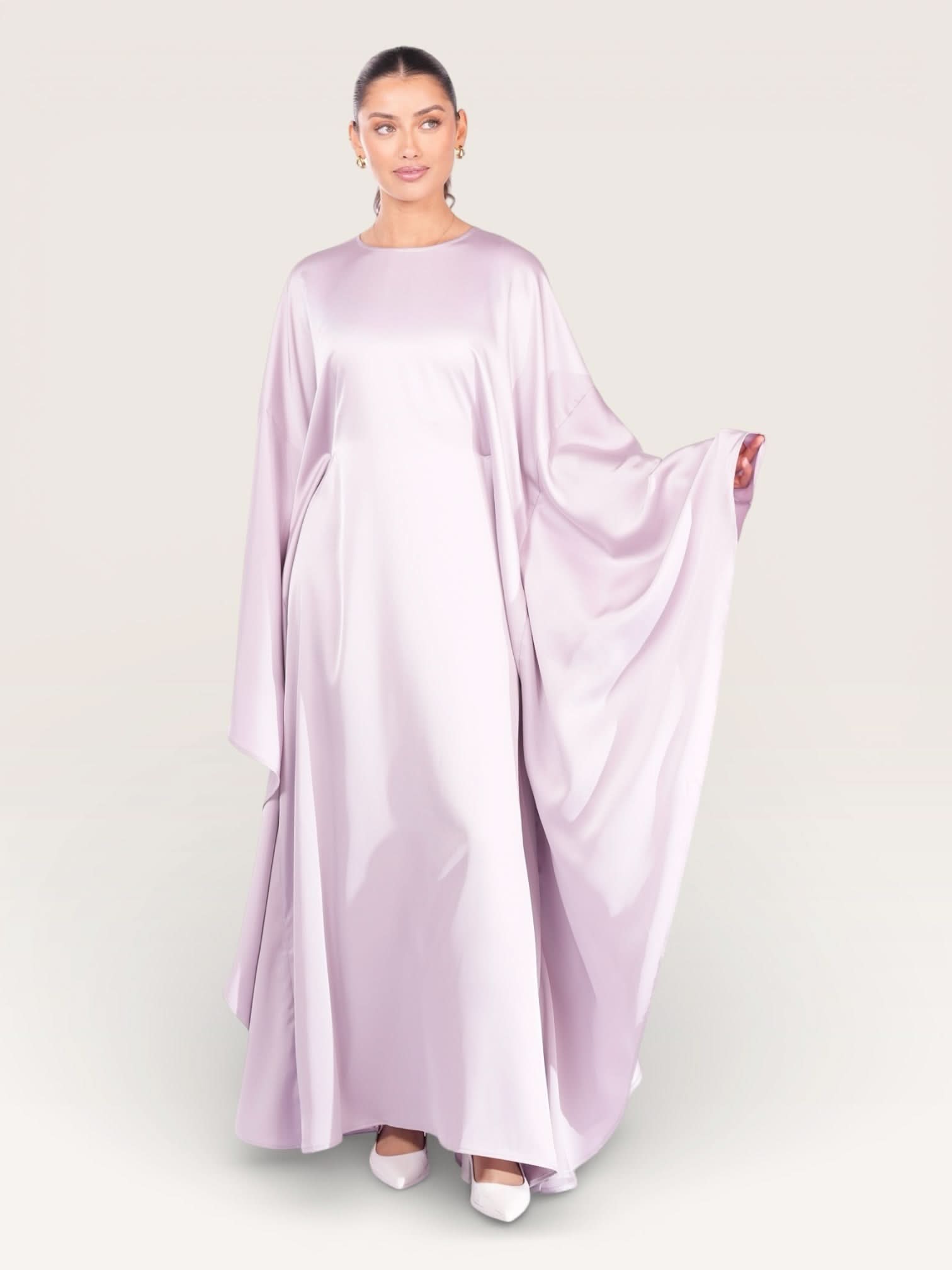 royal satin abaya - lavender - Losyana.Shop