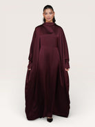 arabian satin abaya - bordeaux - Losyana.Shop