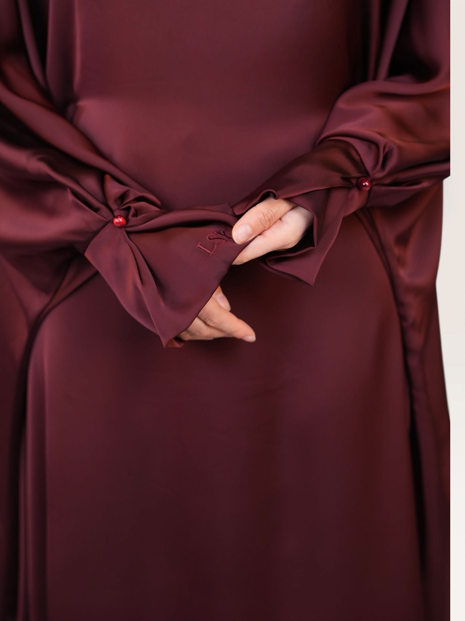 arabian satin abaya - bordeaux - Losyana.Shop