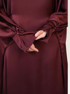arabian satin abaya - bordeaux - Losyana.Shop