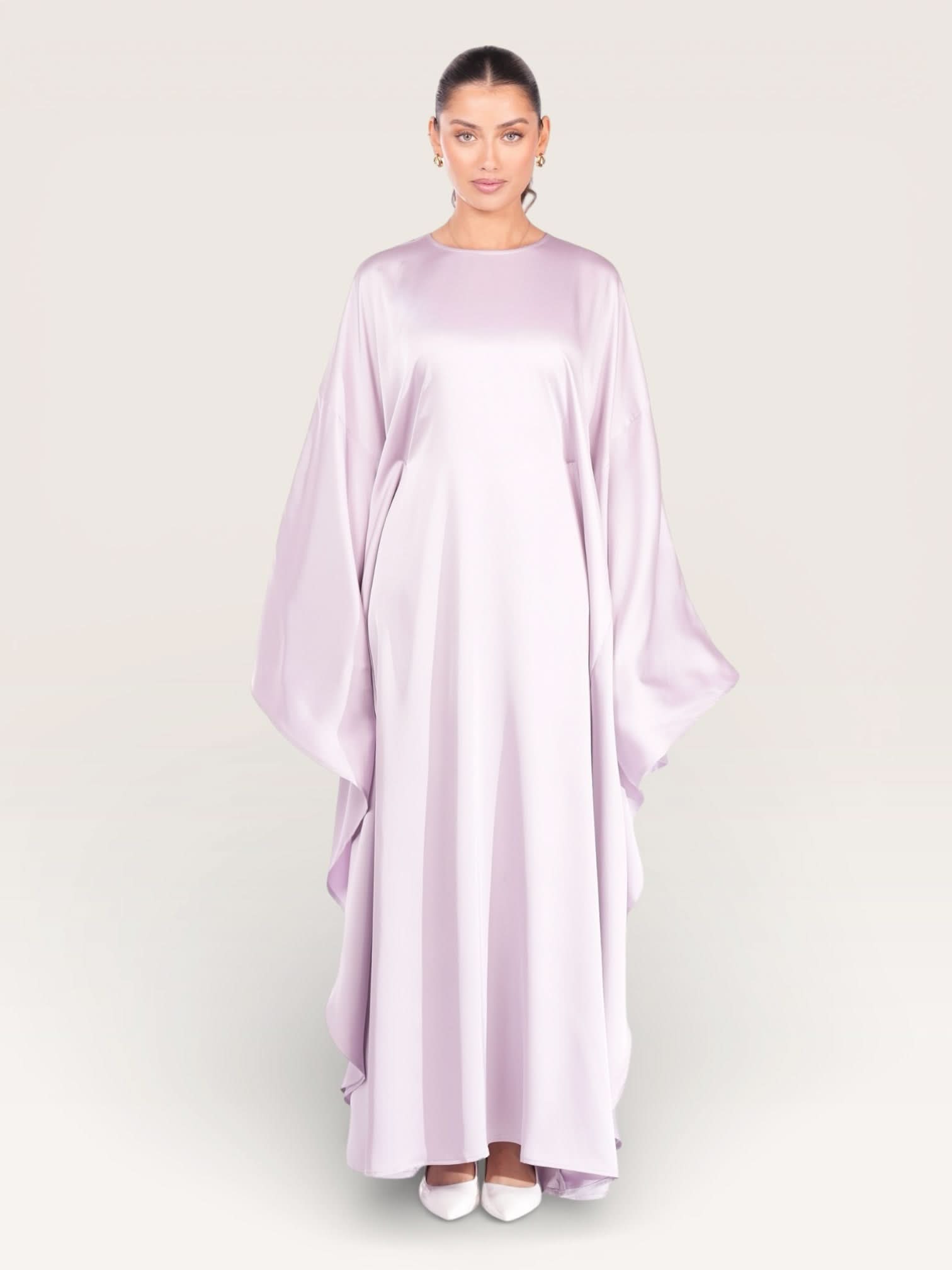 royal satin abaya - lavender - Losyana.Shop