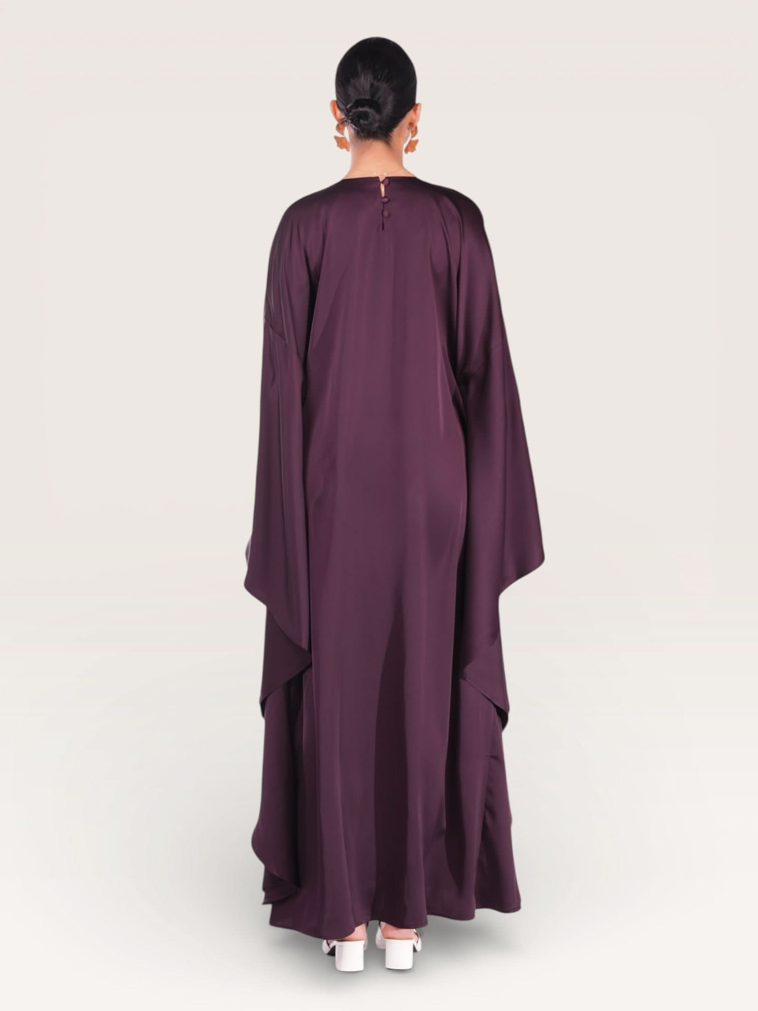 royal satin abaya - eggplant - Losyana.Shop