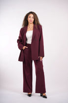 the noble belted blazer - burgundy - Losyana.Shop