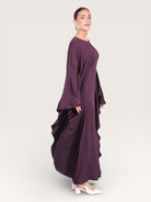 royal satin abaya - eggplant - Losyana.Shop