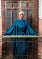 arabian satin abaya - teal - Losyana.Shop
